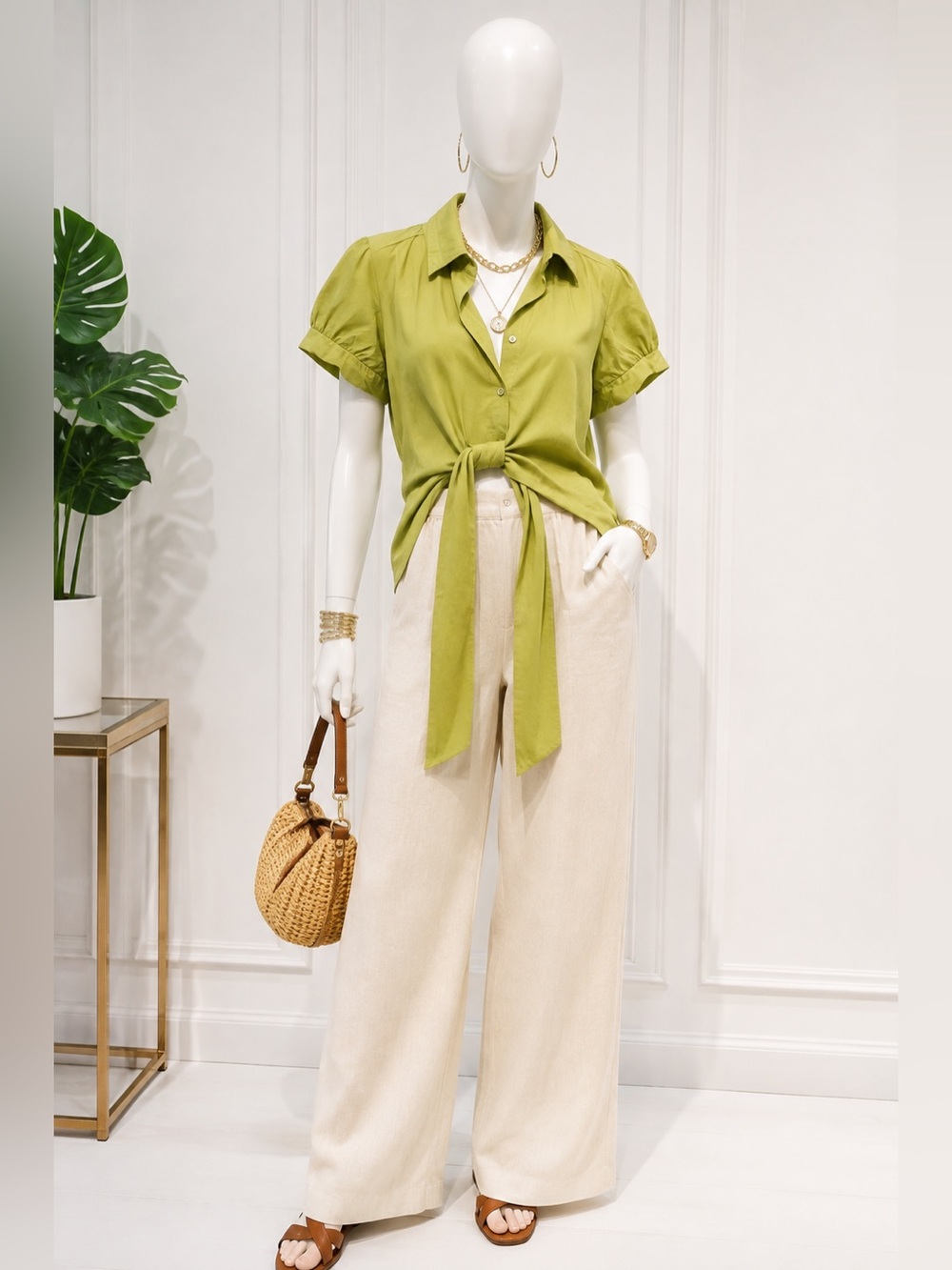 Worthington Light Green Stretch Blouse